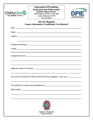 Maryland Service Request Form