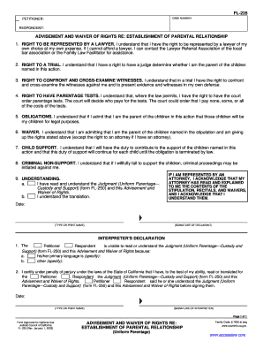 Advisement and Waiver of Rights for Parental Relationship