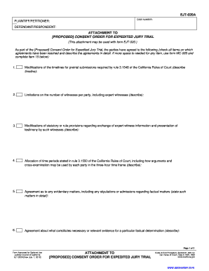 Attachment to Consent Order for Expedited Jury Trial