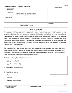 California Court Fingerprint Form