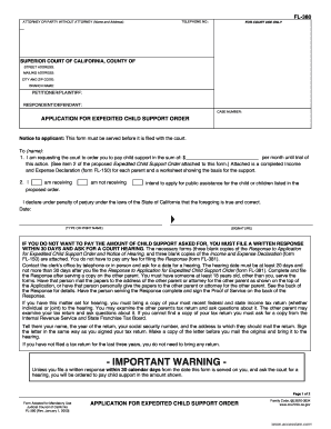 California Application for Expedited Child Support Order