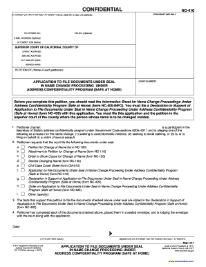California Name Change Application Under Safe at Home