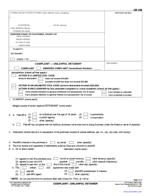 California Unlawful Detainer Complaint Form