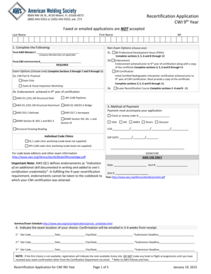 CWI 9th Year Recertification Application