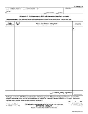 California Conservatorship Guardianship Living Expenses Form