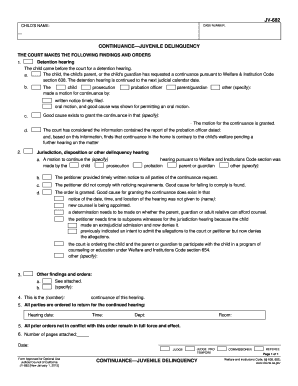 Juvenile Delinquency Continuance Form