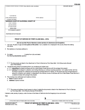Proof of Service by First-Class Mail Civil