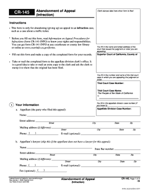 Abandonment of Appeal Form CR-145