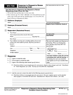 Response to Request to Renew Restraining Order