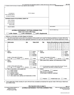 California Juvenile Dependency Petition