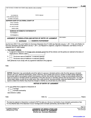 Judgment of Dissolution and Notice of Entry