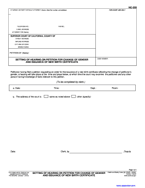 California Gender Change Hearing Petition