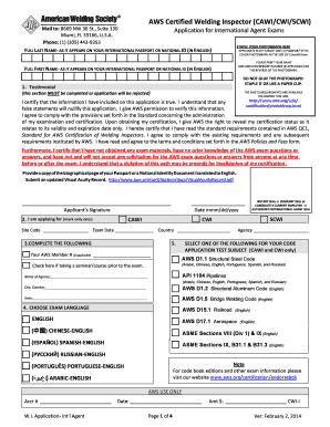 AWS Certified Welding Inspector Application