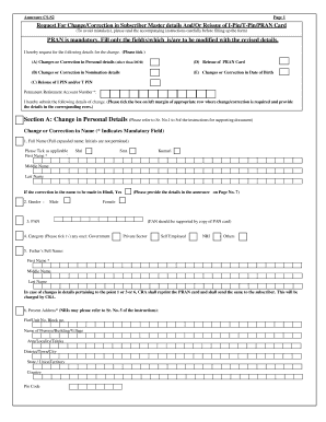 Request for Change in Subscriber Master Details
