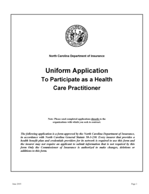 North Carolina Health Care Practitioner Application