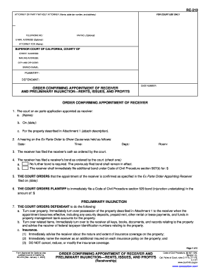 Order Confirming Appointment of Receiver and Preliminary Injunction