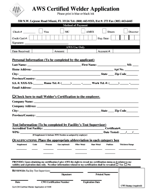 AWS Certified Welder Application
