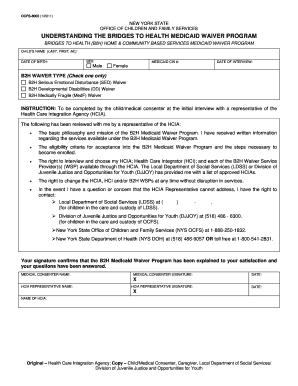 New York B2H Medicaid Waiver Program Form
