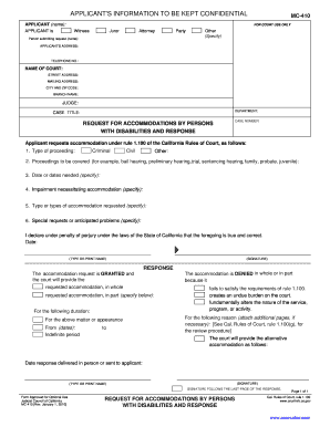 California Request for Accommodations by Persons with Disabilities