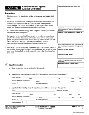 Abandonment of Appeal Form APP-107