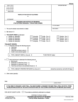 California Traffic Violation Decision and Notice