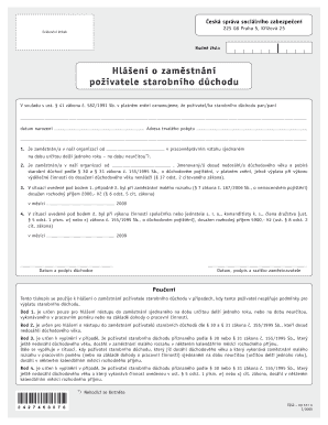 Czech Republic Pensioner Employment Notification