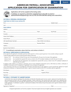 American Payroll Association Certification Application