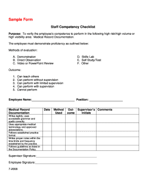 Staff Competency Checklist
