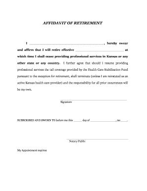 Affidavit of Retirement