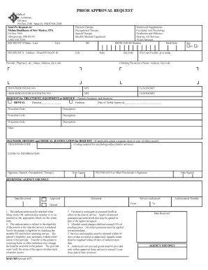 Prior Approval Request for Medical Assistance
