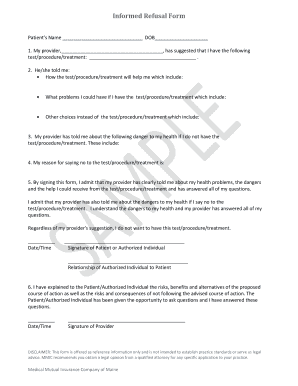 Informed Refusal Form