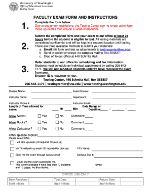University of Washington Faculty Exam Form