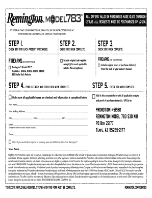 Remington Model 783 Firearms Rebate Form