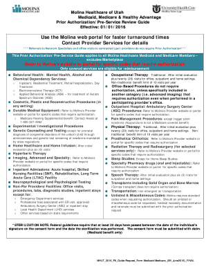 Molina Healthcare Utah Prior Authorization Request Form
