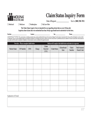 Ohio Medicaid Claim Status Inquiry Form