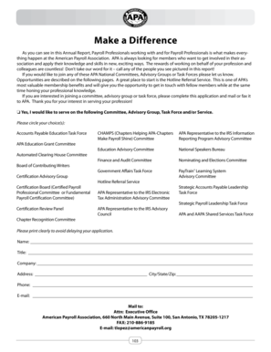 American Payroll Association Committee Application Form