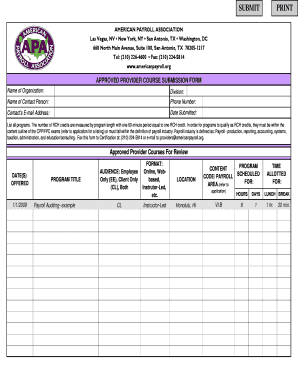 Approved Provider Course Submission Form
