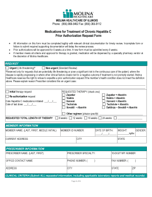 Molina Healthcare Hepatitis C Prior Authorization Request Form