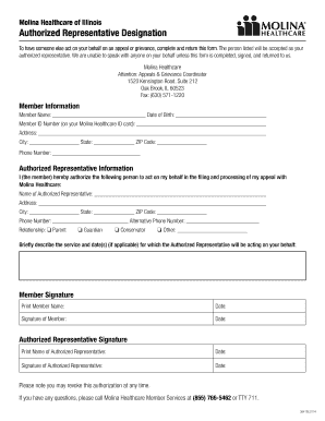 Molina Healthcare Authorized Representative Designation