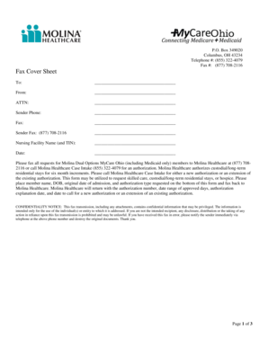 Molina Healthcare Fax Cover Sheet
