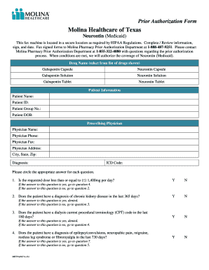 Molina Healthcare Neurontin Prior Authorization Form