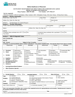 Molina Healthcare Outpatient Behavioral Health Prior Authorization Request