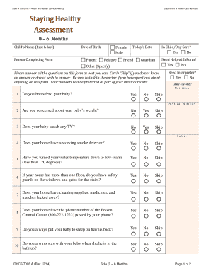 California Child Health and Safety Assessment Form