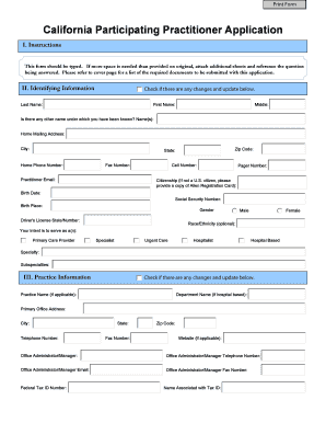 California Participating Practitioner Application