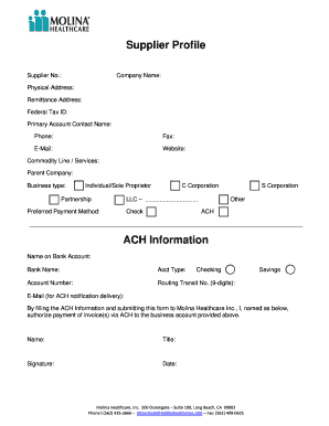 Supplier Profile Form