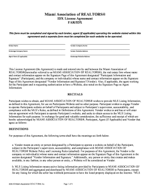 Miami Association of REALTORS IDX License Agreement