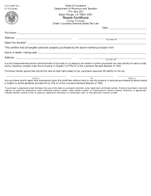 Louisiana Resale Certificate