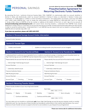 American Express Preauthorization Agreement for Recurring Electronic Funds Transfers