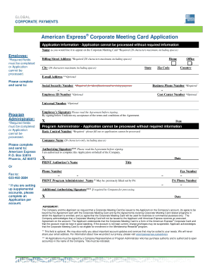 American Express Corporate Meeting Card Application