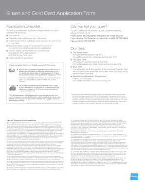 Green and Gold Card Application Form